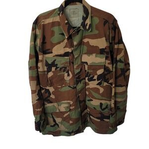 Vintage‎ US Military Field Jacket Mens Medium Regular Woodland Camo Ripstop Coat